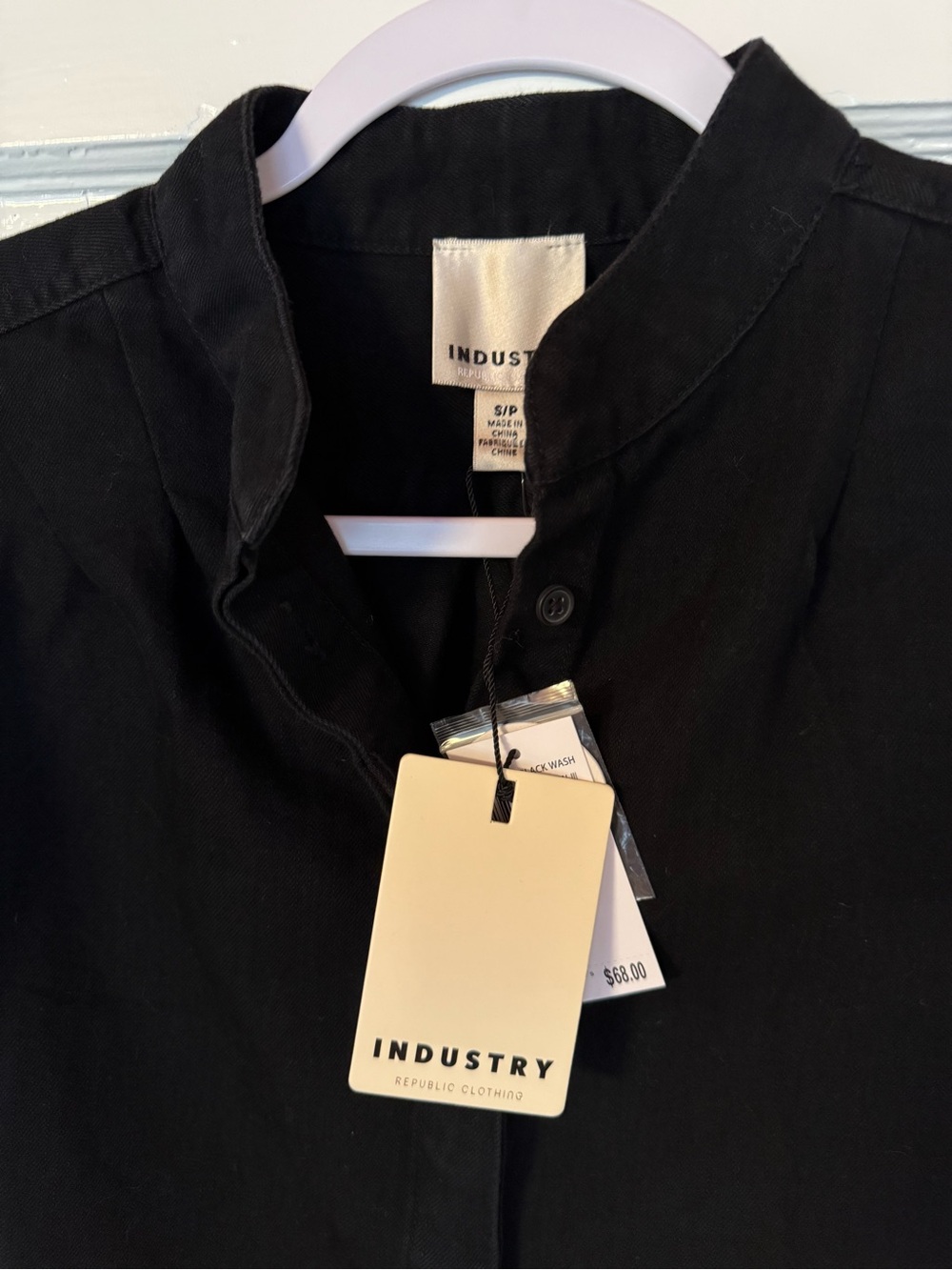 Industry Republic Clothing Black Denim Puff Sleeve Button Down Shirt - Picture 3 of 5